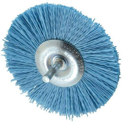 Dico - 4" OD, 1/4" Shank Diam, Crimped Nylon Wheel Brush - 3/8" Face Width - Best Tool & Supply