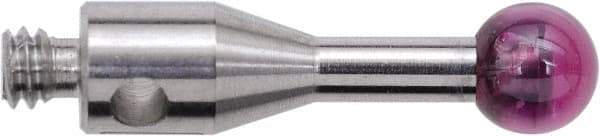 Renishaw - 0.1181 Inch Ball Diameter, Stainless Steel Stem, M2 Thread, Ruby Point Ball Tip CMM Stylus - 0.2756 Inch Working Length, 0.0591 Inch Stem Diameter, 0.3937 Inch Overall Length - Best Tool & Supply