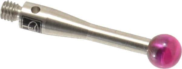 Renishaw - 0.1969 Inch Ball Diameter, Stainless Steel Stem, M3 Thread, Ruby Point Ball Tip CMM Stylus - 0.8268 Inch Working Length, 0.0984 Inch Stem Diameter, 0.8268 Inch Overall Length - Best Tool & Supply