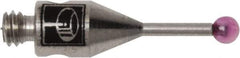 Renishaw - 0.0591 Inch Ball Diameter, Stainless Steel Stem, M2 Thread, Ruby Point Ball Tip CMM Stylus - 0.1772 Inch Working Length, 0.028 Inch Stem Diameter, 0.3937 Inch Overall Length - Best Tool & Supply