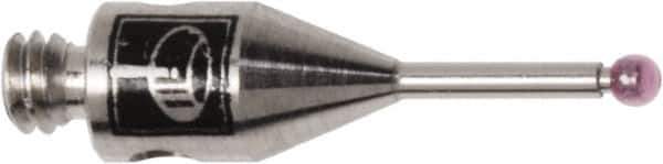 Renishaw - 0.0394 Inch Ball Diameter, Stainless Steel Stem, M2 Thread, Ruby Point Ball Tip CMM Stylus - 0.1772 Inch Working Length, 0.028 Inch Stem Diameter, 0.3937 Inch Overall Length - Best Tool & Supply