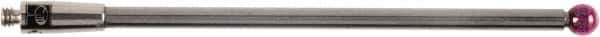 Renishaw - 0.1181 Inch Ball Diameter, Carbide Stem, M2 Thread, Ruby Point Ball Tip CMM Stylus - 1.8504 Inch Working Length, 0.0787 Inch Stem Diameter, 1.9685 Inch Overall Length - Best Tool & Supply