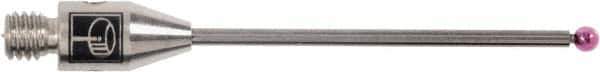 Renishaw - 0.0591 Inch Ball Diameter, Carbide Stem, M3 Thread, Ruby Point Ball Tip CMM Stylus - 0.8858 Inch Working Length, 0.0394 Inch Stem Diameter, 0.7874 Inch Overall Length - Best Tool & Supply