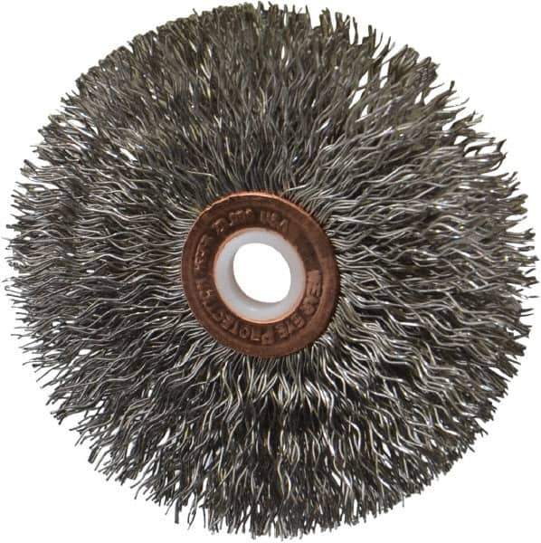 Anderson - 3" OD, 1/2" Arbor Hole, Crimped Stainless Steel Wheel Brush - 1/4" Face Width, 1" Trim Length, 0.014" Filament Diam, 20,000 RPM - Best Tool & Supply