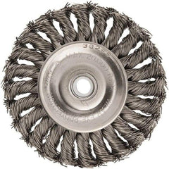 Anderson - 4" OD, 1/2" Arbor Hole, Knotted Stainless Steel Wheel Brush - 1/2" Face Width, 1" Trim Length, 0.02" Filament Diam, 20,000 RPM - Best Tool & Supply