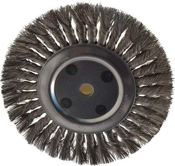 Anderson - 8" OD, 5/8" Arbor Hole, Knotted Stainless Steel Wheel Brush - 5/8" Face Width, 1-3/4" Trim Length, 0.016" Filament Diam, 6,000 RPM - Best Tool & Supply