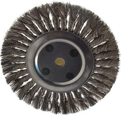 Anderson - 8" OD, 5/8" Arbor Hole, Knotted Stainless Steel Wheel Brush - 5/8" Face Width, 1-3/4" Trim Length, 0.016" Filament Diam, 6,000 RPM - Best Tool & Supply