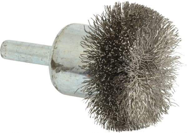 Anderson - 1-1/2" Brush Diam, Crimped, Flared End Brush - 1/4" Diam Shank, 20,000 Max RPM - Best Tool & Supply