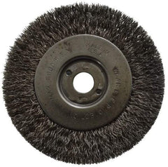 Anderson - 4" OD, 1/2" Arbor Hole, Crimped Stainless Steel Wheel Brush - 11/32" Face Width, 13/16" Trim Length, 0.0104" Filament Diam, 6,000 RPM - Best Tool & Supply