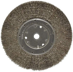 Anderson - 8" OD, 5/8" Arbor Hole, Crimped Stainless Steel Wheel Brush - 1/2" Face Width, 1-13/16" Trim Length, 0.0104" Filament Diam, 4,500 RPM - Best Tool & Supply