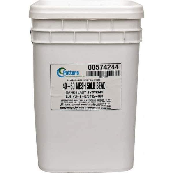 Made in USA - Coarse/Medium Grade Smooth Glass Bead - 40 to 60 Grit, 50 Lb Pail - Best Tool & Supply