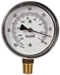 Gast - 1/4" NPT Vacuum Gauge - 0-60 psi Pressure, 0-150 Millibars - Best Tool & Supply