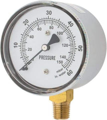 Gast - 1/4" NPT psi Pressure Gauge - 0-60 psi Pressure, 0-150 Millibars - Best Tool & Supply