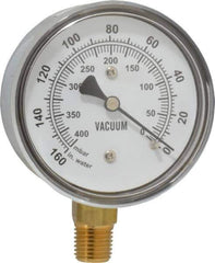 Gast - 1/4" NPT Vacuum Gauge - 0-60 psi Pressure, 0-400 Millibars - Best Tool & Supply