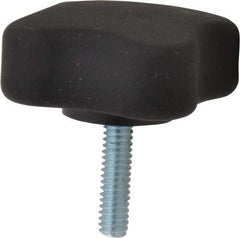 Gibraltar - 1.99" Head Diam, 4 Point Lobed Knob - 1/4-20 Stem, Thermoplastic Elastomer, Black - Best Tool & Supply