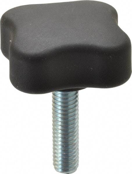 Gibraltar - 1.99" Head Diam, 4 Point Lobed Knob - 3/8-16 Stem, Thermoplastic Elastomer, Black - Best Tool & Supply