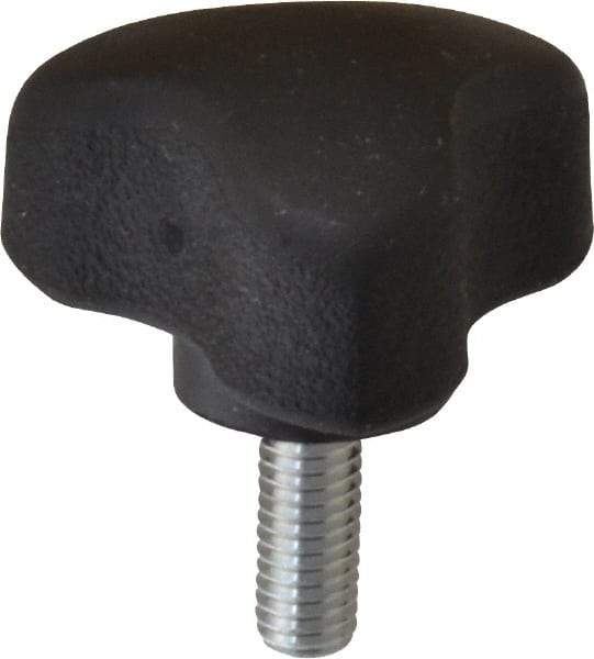 Gibraltar - 1.18" Head Diam, 3 Point Lobed Knob - 10-32 Stem, Thermoplastic Elastomer, Black - Best Tool & Supply