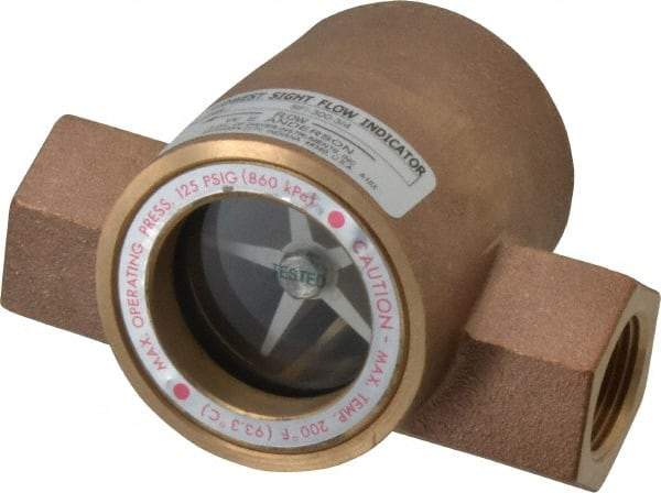 Dwyer - 3/4 Inch, Bronze Body Sight Flow Indicator - 125 Max psi, 4-1/16 Inch Overall Length, 200°F - Best Tool & Supply