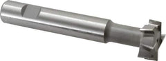 Made in USA - 1-1/4" Cut Diam, 1/2" Cut Width, 19/32" Neck Diam, 3/4" Shank Diam, 5-1/8" OAL, M2 High Speed Steel T-Slot Cutter - Uncoated, Staggered Teeth, 8 Teeth, Weldon Flat - Best Tool & Supply