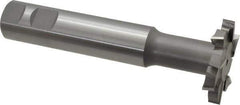 Made in USA - 2" Cut Diam, 3/8" Cut Width, 51/64" Neck Diam, 1" Shank Diam, 5-11/16" OAL, M2 High Speed Steel T-Slot Cutter - Uncoated, Staggered Teeth, 10 Teeth, Weldon Flat - Best Tool & Supply