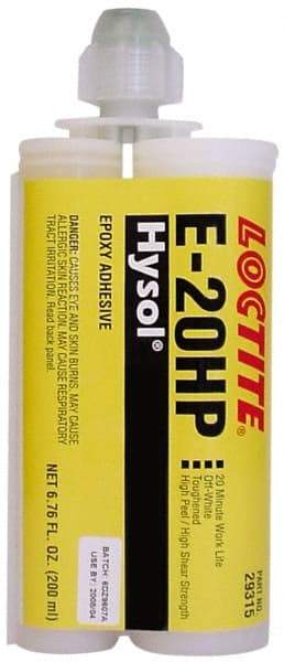 Loctite - 200 mL Cartridge Two Part Epoxy - 20 min Working Time, 4,690 psi Shear Strength, Series E-20HP - Best Tool & Supply