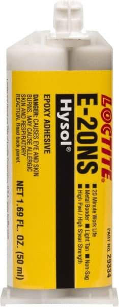 Loctite - 50 mL Cartridge Two Part Epoxy - 20 min Working Time, 2,790 psi Shear Strength, Series E-20NS - Best Tool & Supply