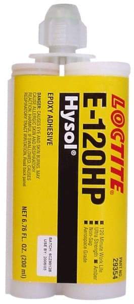 Loctite - 200 mL Cartridge Two Part Epoxy - 120 min Working Time, 4,800 psi Shear Strength, Series E-120HP - Best Tool & Supply