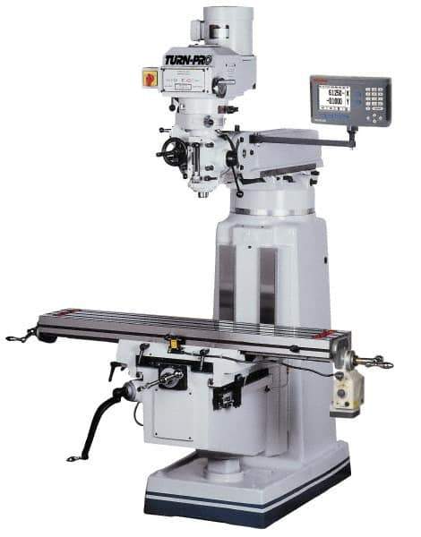 Value Collection - 9" Table Width x 49" Table Length, Variable Speed Pulley Control, 3 Phase Knee Milling Machine - R8 Spindle Taper, 3 hp - Best Tool & Supply