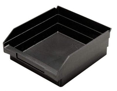 Quantum Storage - 11-5/8" Deep, Black Polypropylene Hopper Shelf Bin - 4" High x 11-1/8" Wide x 11-5/8" Long - Best Tool & Supply