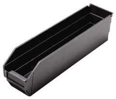 Quantum Storage - 17-7/8" Deep, Black Polypropylene Hopper Shelf Bin - 4" High x 4-1/8" Wide x 17-7/8" Long - Best Tool & Supply