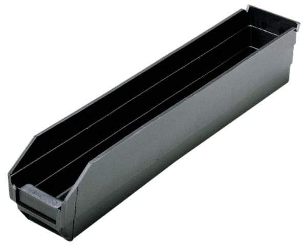 Quantum Storage - 23-5/8" Deep, Black Polypropylene Hopper Shelf Bin - 4" High x 4-1/8" Wide x 23-5/8" Long - Best Tool & Supply