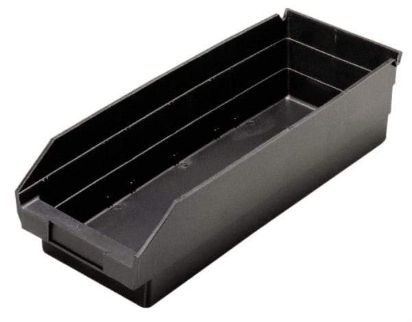 Quantum Storage - 23-5/8" Deep, Black Polypropylene Hopper Shelf Bin - 4" High x 8-3/8" Wide x 23-5/8" Long - Best Tool & Supply