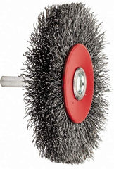 Value Collection - 3-1/16" OD, 1/4" Shank Diam, Crimped Steel Wheel Brush - 1/2" Face Width, 3/4" Trim Length, 0.015" Filament Diam, 12,000 RPM - Best Tool & Supply