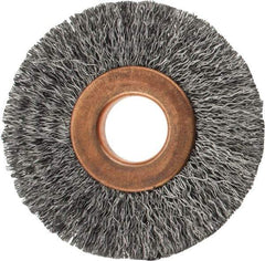 Value Collection - 2" OD, 1/2" Arbor Hole, Crimped Steel Wheel Brush - 5/16" Face Width, 1/2" Trim Length, 0.007" Filament Diam, 15,000 RPM - Best Tool & Supply