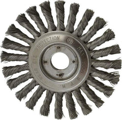 Value Collection - 6" OD, 7/8" Arbor Hole, Knotted Steel Wheel Brush - 1/2" Face Width, 1-1/2" Trim Length, 0.008" Filament Diam, 9,000 RPM - Best Tool & Supply