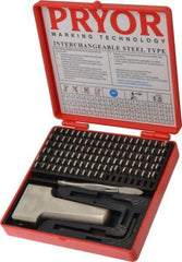 Pryor - 112 Piece, 1/16 Inch Character, Hardened Steel Type Set - 18 Character Capacity - Best Tool & Supply