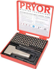 Pryor - 112 Piece, 3/32 Inch Character, Hardened Steel Type Set - 12 Character Capacity - Best Tool & Supply