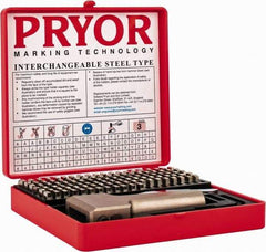 Pryor - 112 Piece, 1/8 Inch Character, Hardened Steel Type Set - 9 Character Capacity - Best Tool & Supply