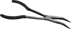 Value Collection - 11" OAL, 4" Jaw Length x 11/16" Jaw Width, Long Nose Pliers - Serrated Jaw, Angled Head, Plastic Dipped Handles - Best Tool & Supply