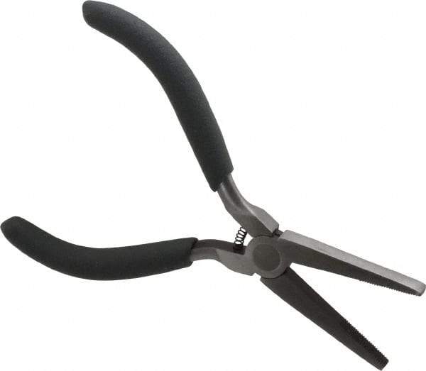 Value Collection - 5" OAL, 1" Jaw Length x 5/8" Jaw Width, Long Nose Mini Pliers - Standard Jaw, Flat Nose Head, Plastic Dipped Handles - Best Tool & Supply