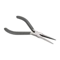 Value Collection - 5" OAL, 1-9/16" Jaw Length x 7/16" Jaw Width, Long Nose Mini Pliers - Serrated Jaw, Needle Nose Head, Plastic Dipped Handles, with Spring - Best Tool & Supply