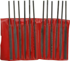 Value Collection - 12 Piece Swiss Pattern File Set - 5-1/2" Long, 0 Coarseness, Round Handle, Set Includes Barrette, Crossing, Equalling, Flat, Half Round, Knife, Round, Round Edge Joint, Slitting, Square, Three Square - Best Tool & Supply