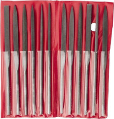 Value Collection - 12 Piece Swiss Pattern File Set - 6-1/4" Long, 2 Coarseness, Round Handle, Set Includes Barrette, Crossing, Equalling, Flat, Half Round, Knife, Round, Round Edge Joint, Slitting, Square, Three Square - Best Tool & Supply