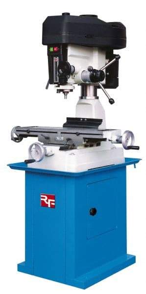 Rong Fu - 3 Phase, 16-3/8" Swing, Step Pulley Mill Drill Machine - 28-1/2" Table Length x 8-1/4" Table Width, 18-1/8" Longitudinal Travel, 6-1/4" Cross Travel, 23 Spindle Speeds, 1 hp, 230 Volts - Best Tool & Supply