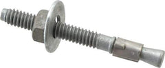 Made in USA - 1/4" Diam, 1/4" Drill, 2-1/4" OAL, 2-7/8" Min Embedment Wedge Expansion Concrete Anchor - Grade 5 Steel, Galvanized Finish, Hex Nut Head, Hex Drive, 1-3/8" Thread Length - Best Tool & Supply