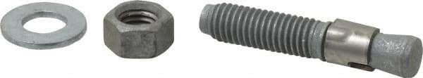 Made in USA - 1/2" Diam, 1/2" Drill, 2-3/4" OAL, 3-3/8" Min Embedment Wedge Expansion Concrete Anchor - Grade 5 Steel, Galvanized Finish, Hex Nut Head, Hex Drive, 1-1/2" Thread Length - Best Tool & Supply