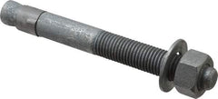 Made in USA - 7/8" Diam, 7/8" Drill, 8" OAL, 2-1/2" Min Embedment Wedge Expansion Concrete Anchor - Grade 5 Steel, Galvanized Finish, Hex Nut Head, Hex Drive, 4" Thread Length - Best Tool & Supply