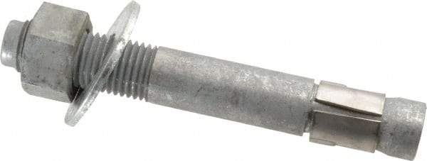 Made in USA - 1-1/4" Diam, 1-1/4" Drill, 9" OAL, Wedge Expansion Concrete Anchor - Grade 5 Steel, Galvanized Finish, Hex Nut Head, Hex Drive, 3-1/4" Thread Length - Best Tool & Supply