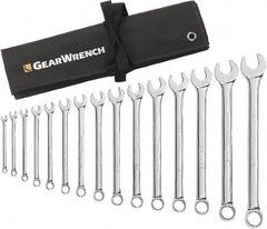 GearWrench - 15 Piece, 5/16" to 1-1/4", 12 Point Combination Wrench Set - Inch Measurement Standard, Chrome Finish, Comes in Roll - Best Tool & Supply