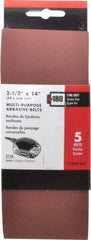 Porter-Cable - 2-1/2" Wide x 14" OAL, 180 Grit, Aluminum Oxide Abrasive Belt - Aluminum Oxide, Fine, Coated, X Weighted Cloth Backing - Best Tool & Supply